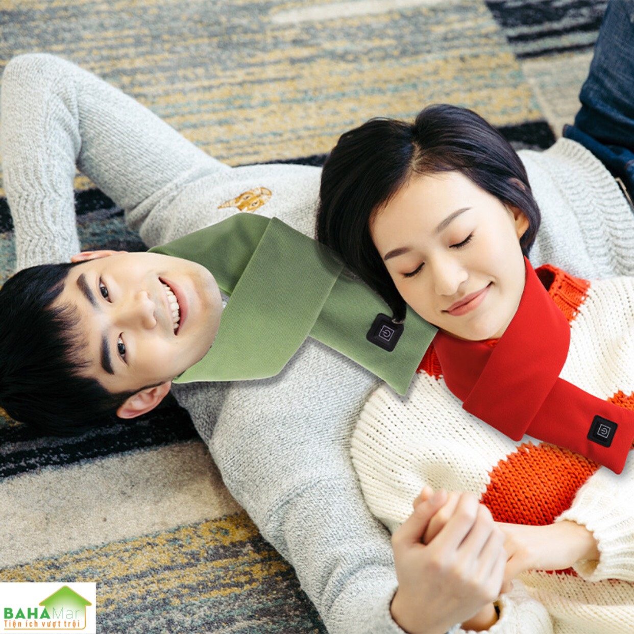 KHĂN QUÀNG CỔ THÔNG MINH LÀM NÓNG BẰNG NHIỆT "BAHAMAR" làm nóng giữ ấm cổ, cơ thể để giảm mệt mỏi. Có 3 chế độ làm nóng, kiểm soát nhiệt độ thông minh