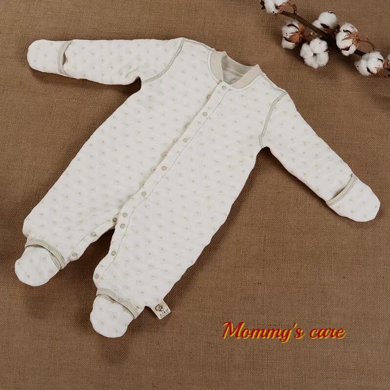 Body trần bông liền bao tay, bao chân 100% cotton hữu cơ Mommy's care