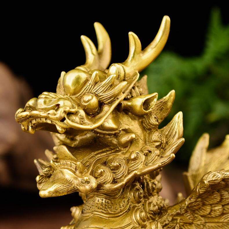 Tượng tỳ hưu cánh hóa rồng bằng đồng thau phong thủy Hồng Thắng