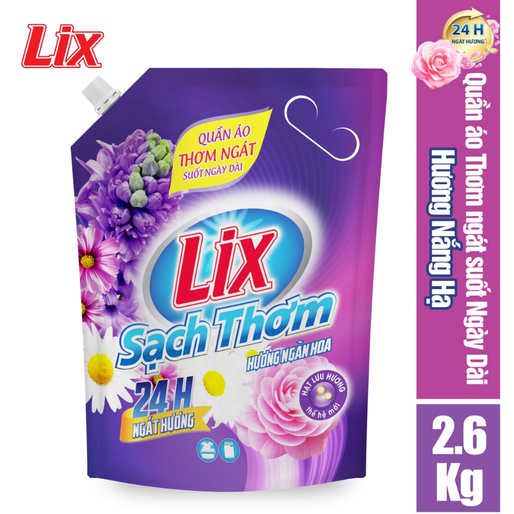 Túi nước giặt Lix sạch thơm hương ngàn hoa 2.6kg N7402