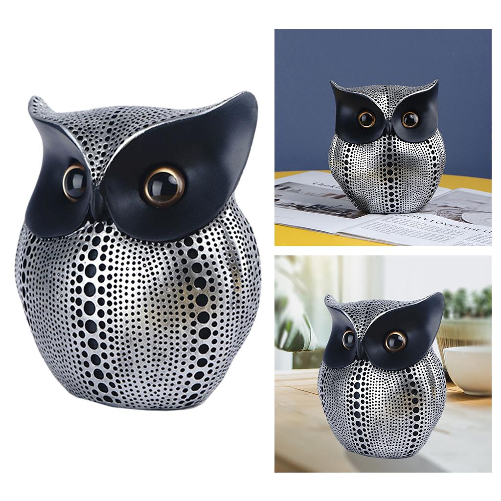 Chic Owl Figurine Sculpture Decorative Ornament Miniature Decor