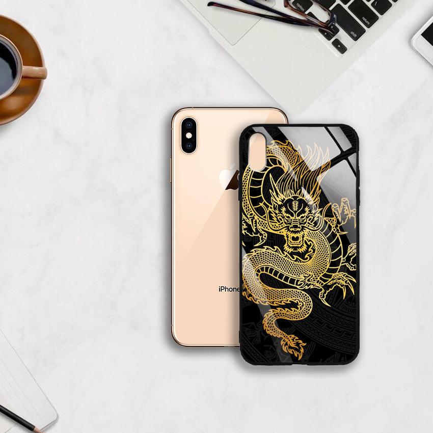 Ốp Lưng Mạ Màu Vàng Ánh Kim cho điện thoại Iphone XS Max - 03007 8007 DRAGON15 - Rồng dũng mãnh - Hàng Chính Hãng