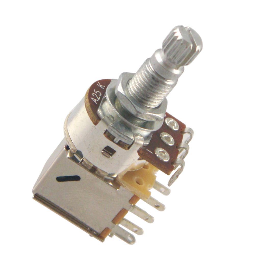 2X 2 Pack Push Pull Control Pots Guitar Potentiometer 18mm Split Shaft A25K