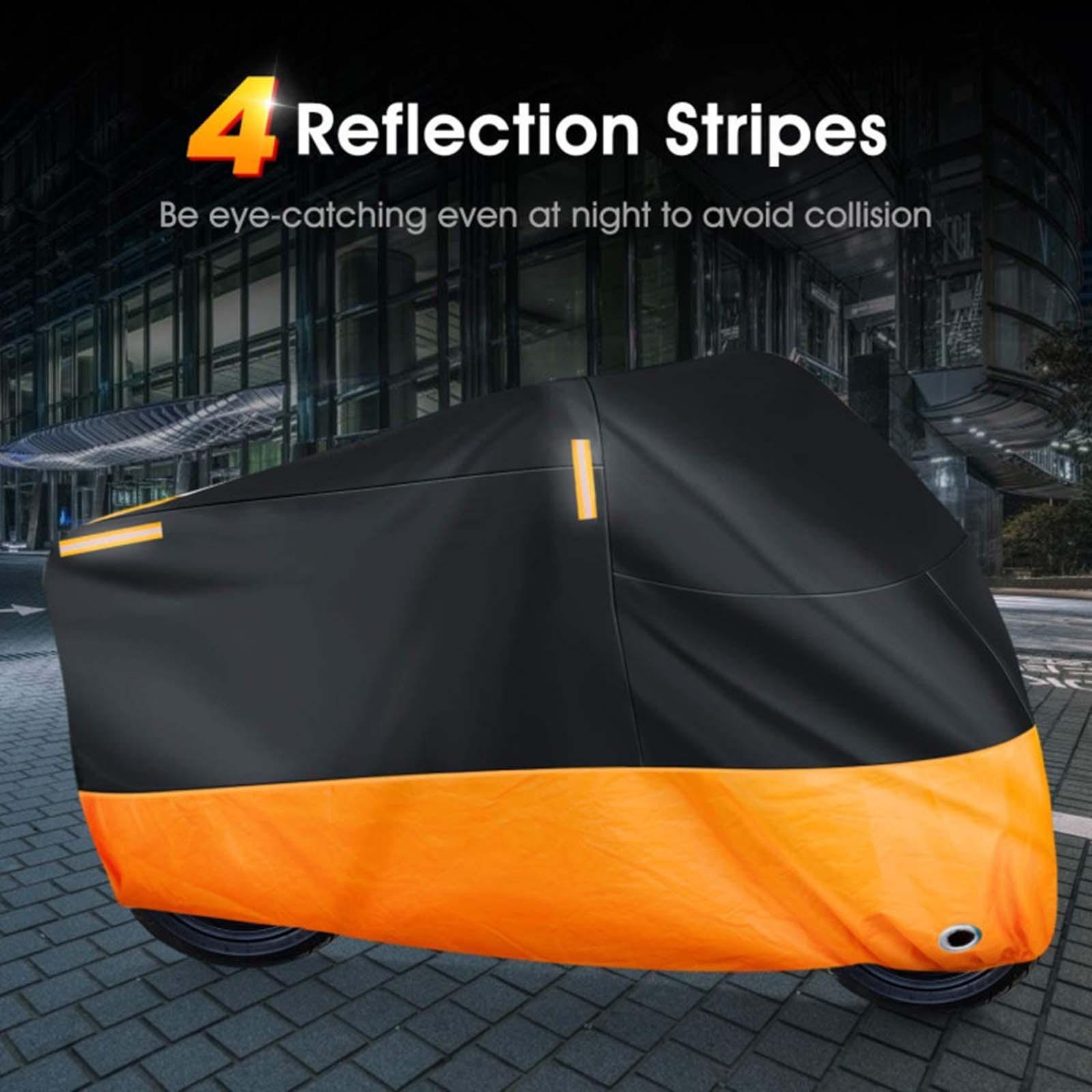 Universal Motorcycle Cover Protective Cover Windproof Buckles with Reflective Strips, Durable Waterproof Dustproof Rain Cover Motorbike Cover