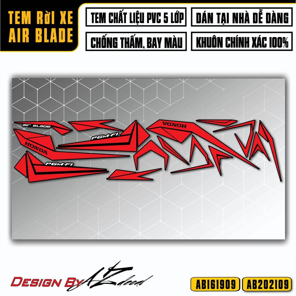 Tem Chỉ Xe Airblade 2016 - 2021 | AB09 | Decal Dán Xe AB Cắt Khuôn Sẵn, Chống Nước, Chống Phai Màu - Xanh,2020- 2021