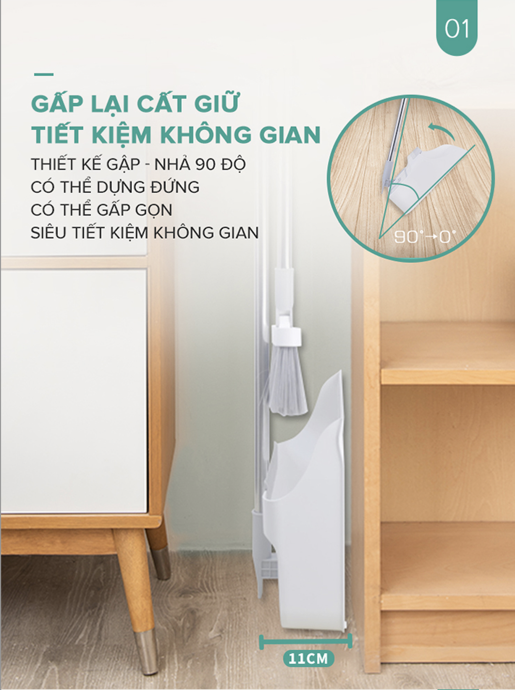 Bộ chổi quét nhà gấp gọn kèm răng cưa MyJae