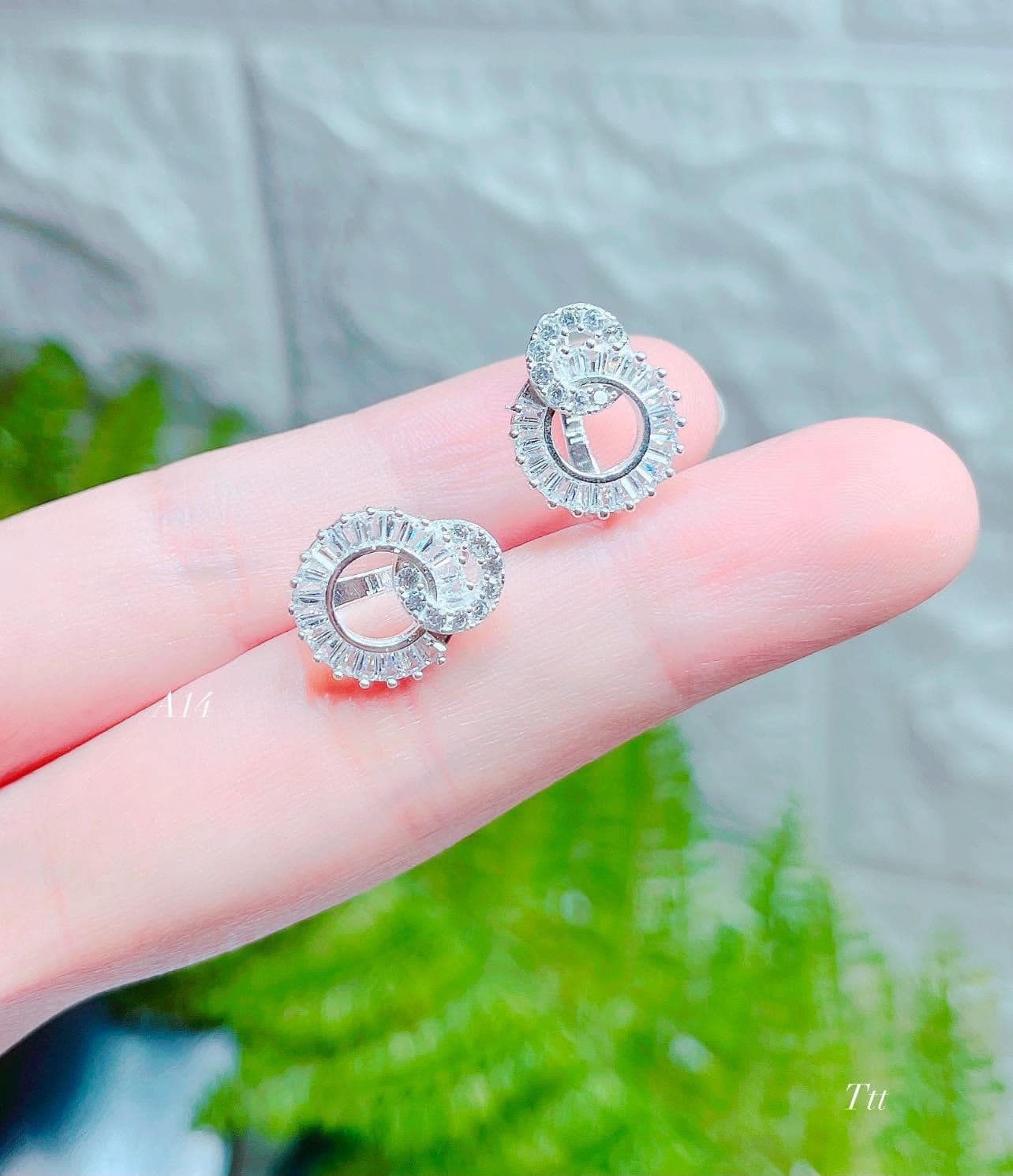 Bông tai bạc hoa đá chất liệu bạc s925 MS85b