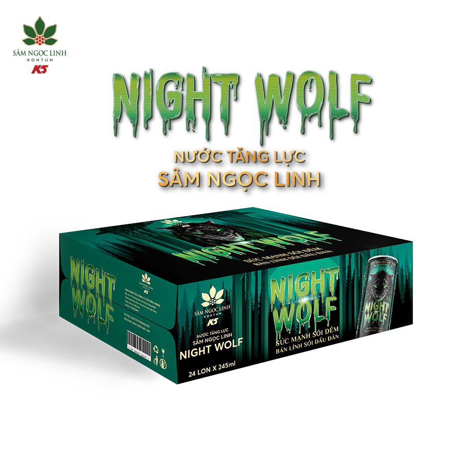 Nước Tăng Lực NightWolf Sâm Ngọc Linh Lốc 6 Lon 245ML/Lon