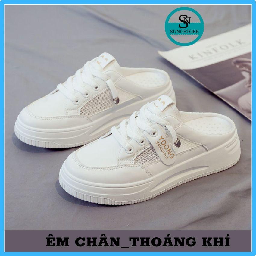 Sục Nữ Thể Thao Màu Trắng Cao 3 Phân Êm Chân,Giày Sục Nữ Mẫu Mới Thoáng Khí Kiểu Dáng Hàn Quốc S04