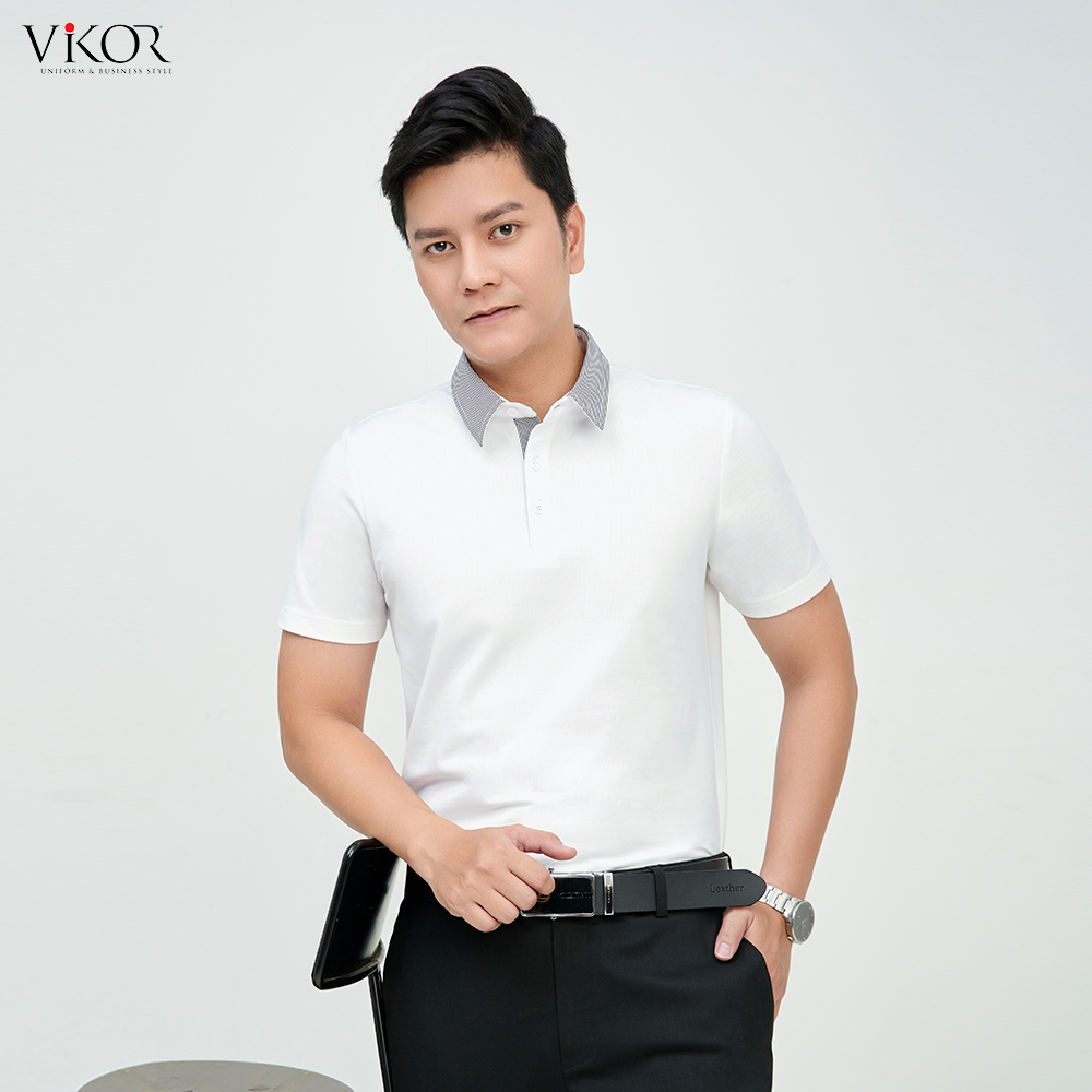 Áo thun nam đồng phục cổ sơ mi phối ngực ICS011ĐPQT  Incenso