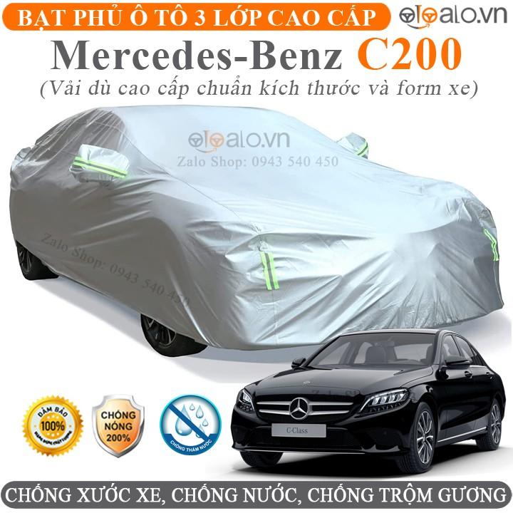 Bạt che phủ xe ô tô Mercedes Benz C200 vải dù 3 lớp CAO CẤP BPXOT - OTOALO