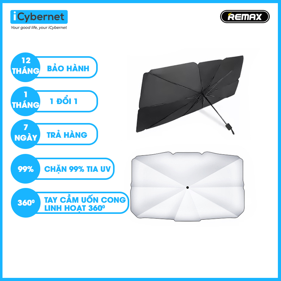Ô che nắng kính trước Ô tô Remax SZZY03-F103 cản 99% tia UV, giảm nhiệt độ bên trong xe khi trời nắng - Hàng chính hãng