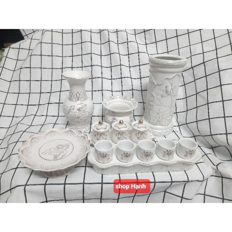Combo Ông Địa Thần Tài bạch ngọc viền sen vàng size nhỏ xíu