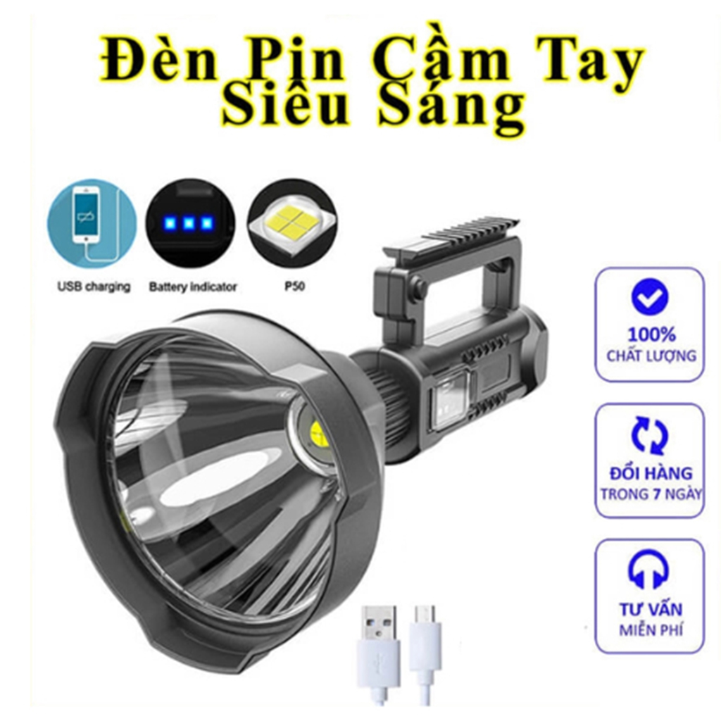 Đèn pin siêu sáng Flashlight F-901 Cầm Tay Chiếu Xa 500M , Pin Trâu , Chông Nước , 3 Chế Độ