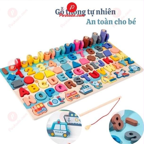 Bộ Bảng Gỗ Câu Cá Gỗ Ghép Hình Học, Chữ Số, Chữ Cái, Phương Tiện Giúp Bé Phát Triển Trí Tuệ TL219004