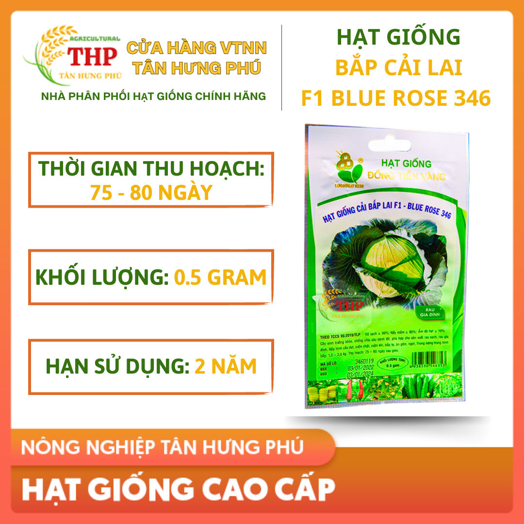 Hạt giống Bắp Cải Lai F1 Blue Rose 346 | Hạt Giống | gói 0.5gram