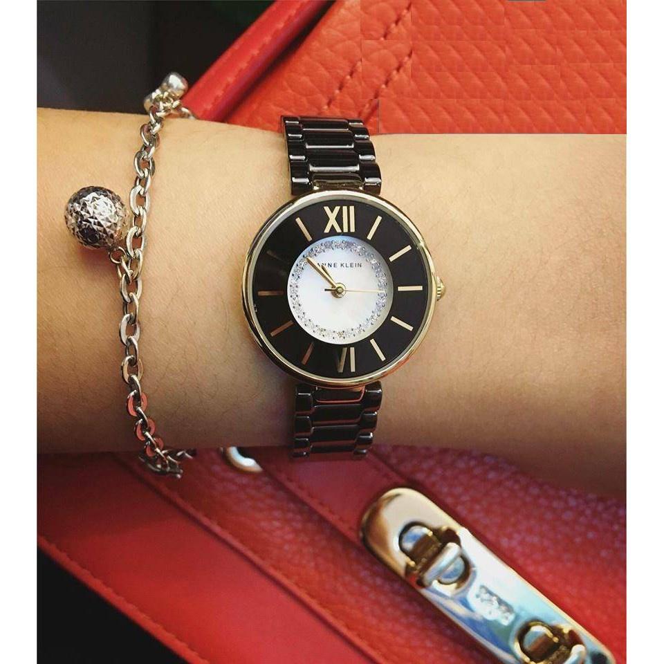 ĐỒNG HỒ NỮ ANNE KLEIN AK/2178BKGB THỜI TRANG GIÁ SALE CASE 26MM MẦU ĐEN SANG TRỌNG