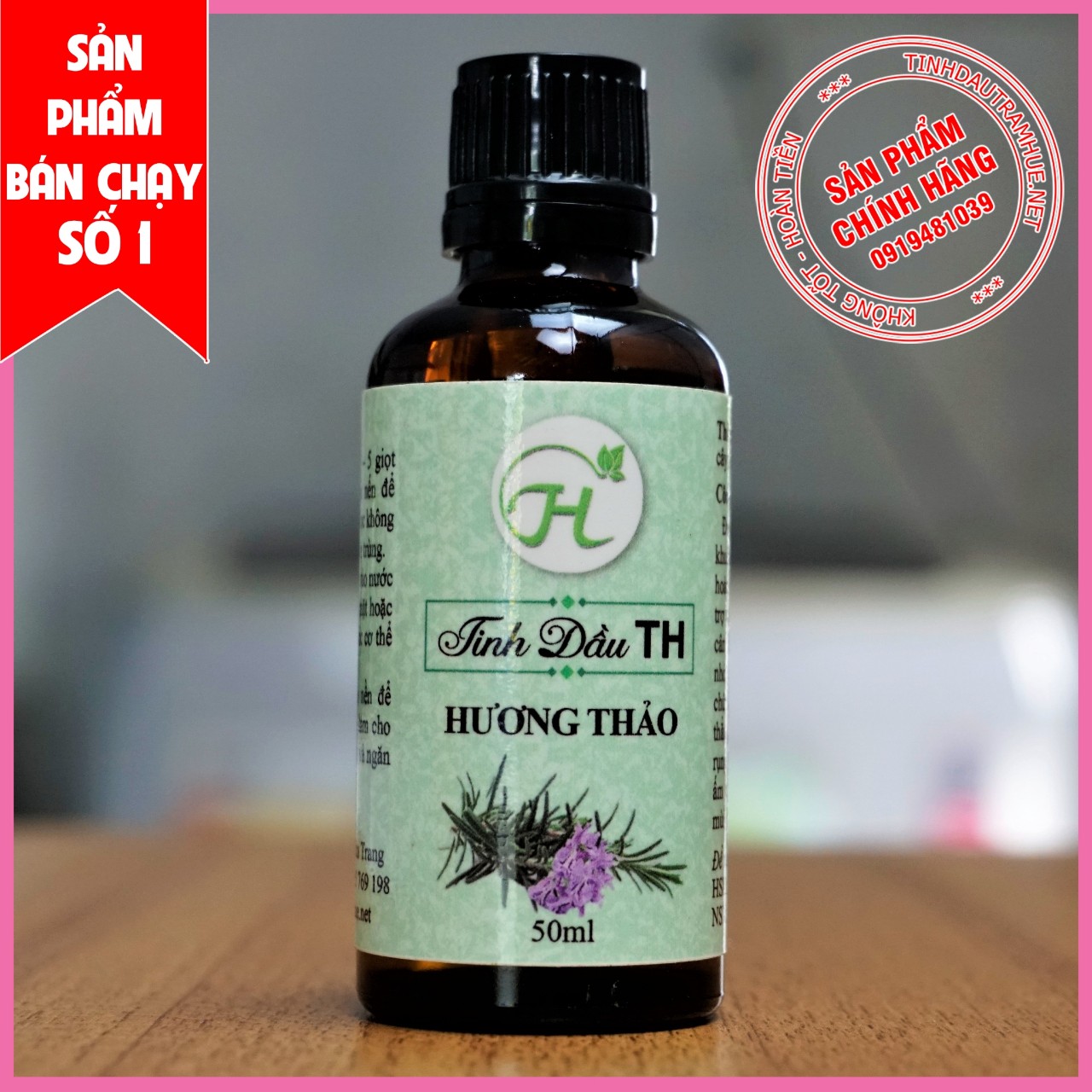 Tinh Dầu Hương Thảo TH Việt Nam 50ml Rosemary Essential Oil - Chưng Cất Tại Đà Lạt - Sản Phẩm Thiên Nhiên Nguyên Chất, Dùng Xông Phòng, Kết Hợp Với Máy Khuếch Tán Tinh Dầu Giúp Khử Mùi, Thơm Phòng Hiệu Quả