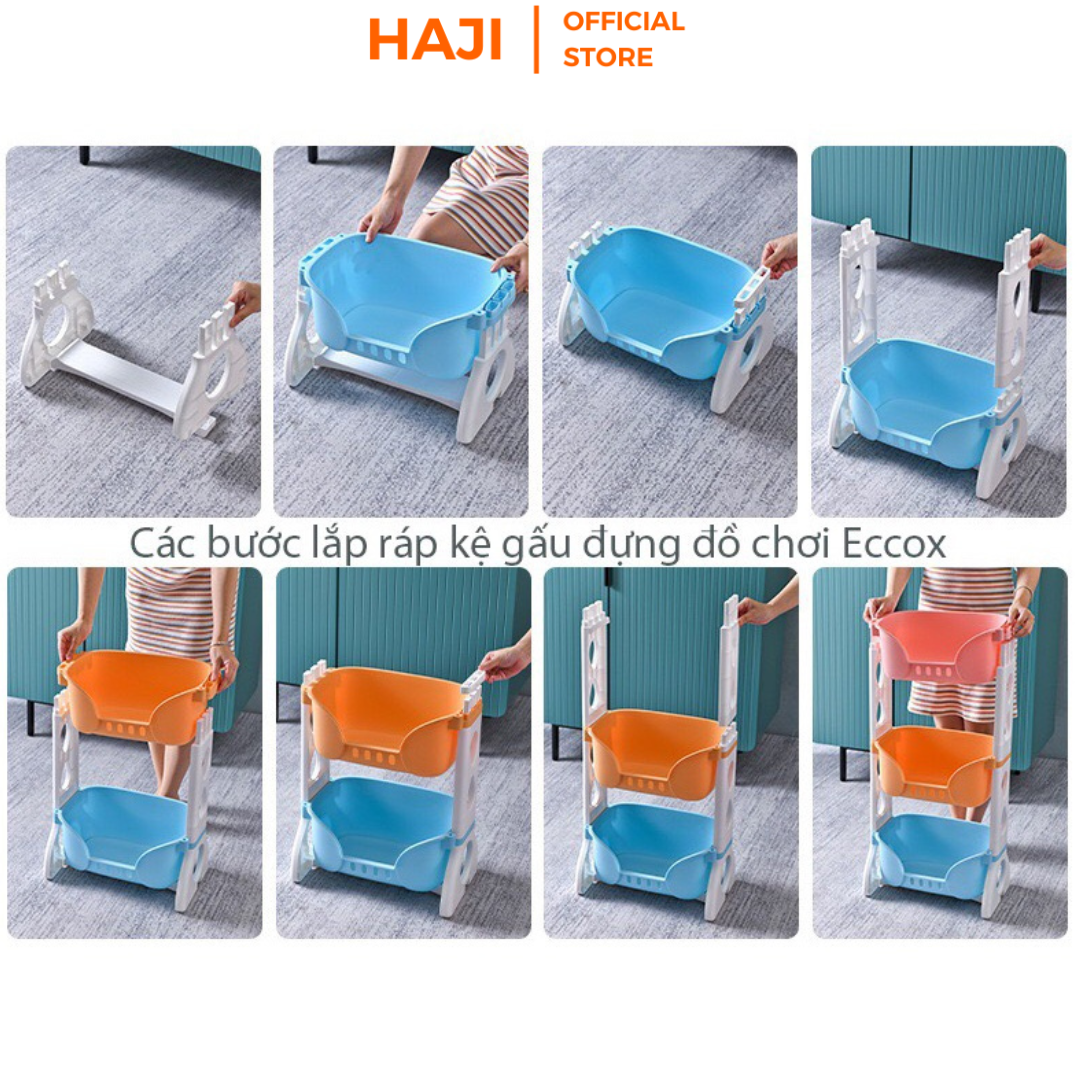 Kệ đựng đồ đa năng 4 tầng hình gấu cho bé có bánh xe di chuyển giúp bé tự lập sắp xếp đồ vật HAJI NA20