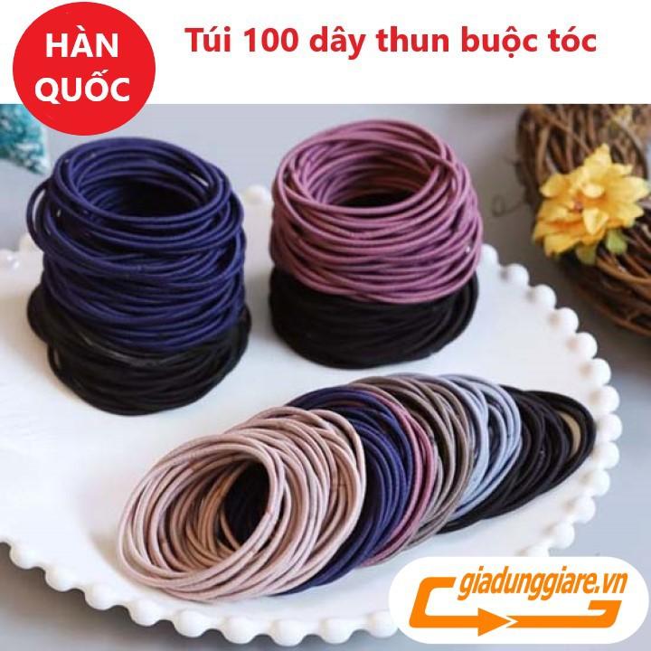 Set 100 Thun buộc tóc, dây cột tóc phong cách Hàn Quốc