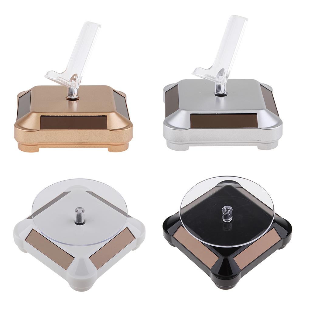 Solar and Battery Powered Turntable Rotating Display Stand Holder Watch Jewelry & Phone Display V Rack, Convenient, Save energy, Eco-friendly