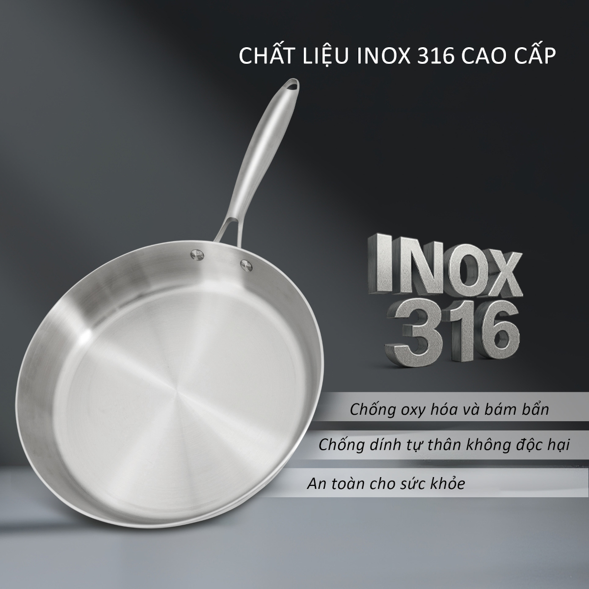 Chảo Inox 316 đúc liền khối 3 lớp Kalpen Luxus, bảo hành 5 năm