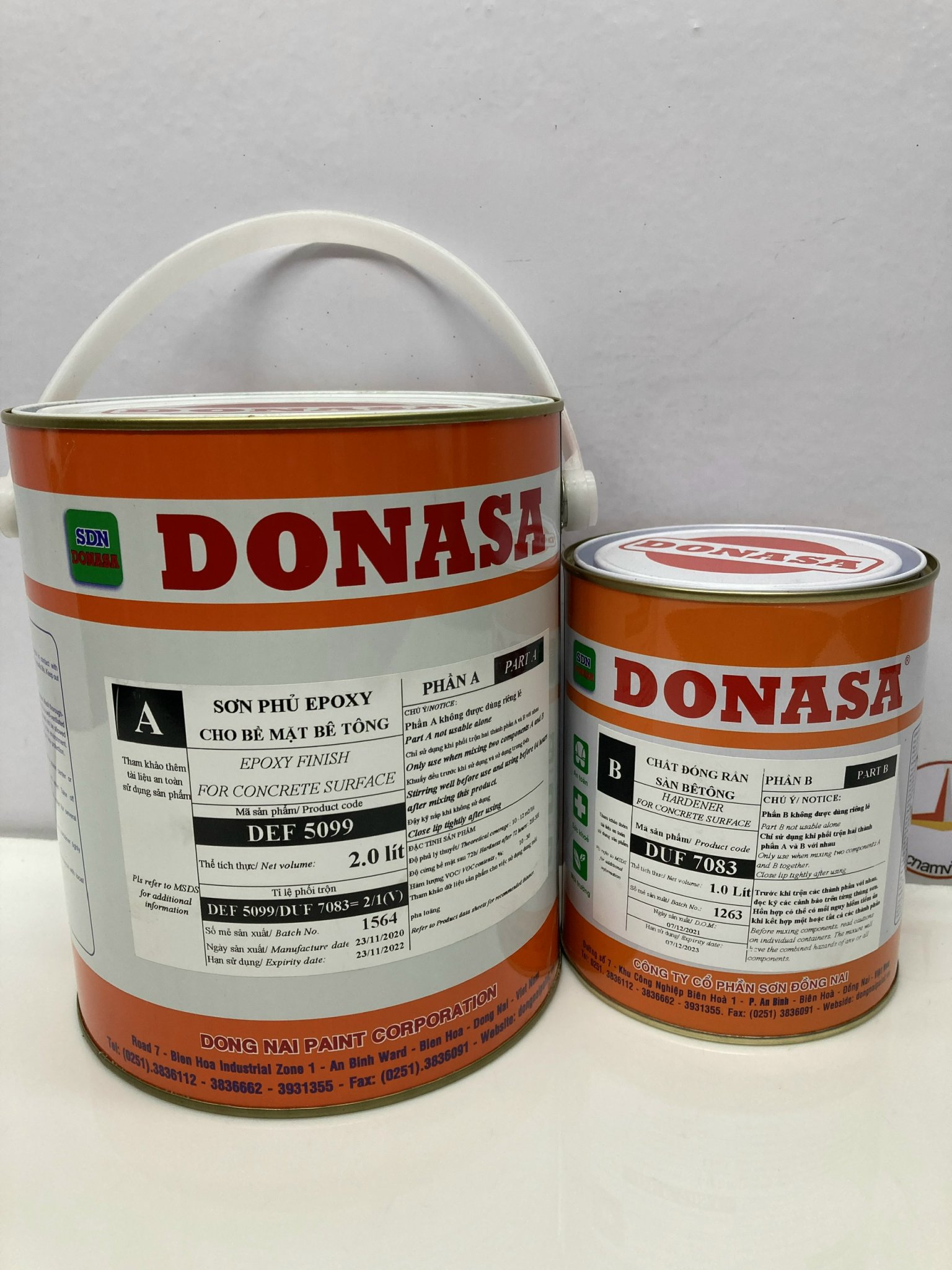 Sơn sàn bê tông Donasa /Floor coating Paint màu trắng mờ DEF 5099 3L