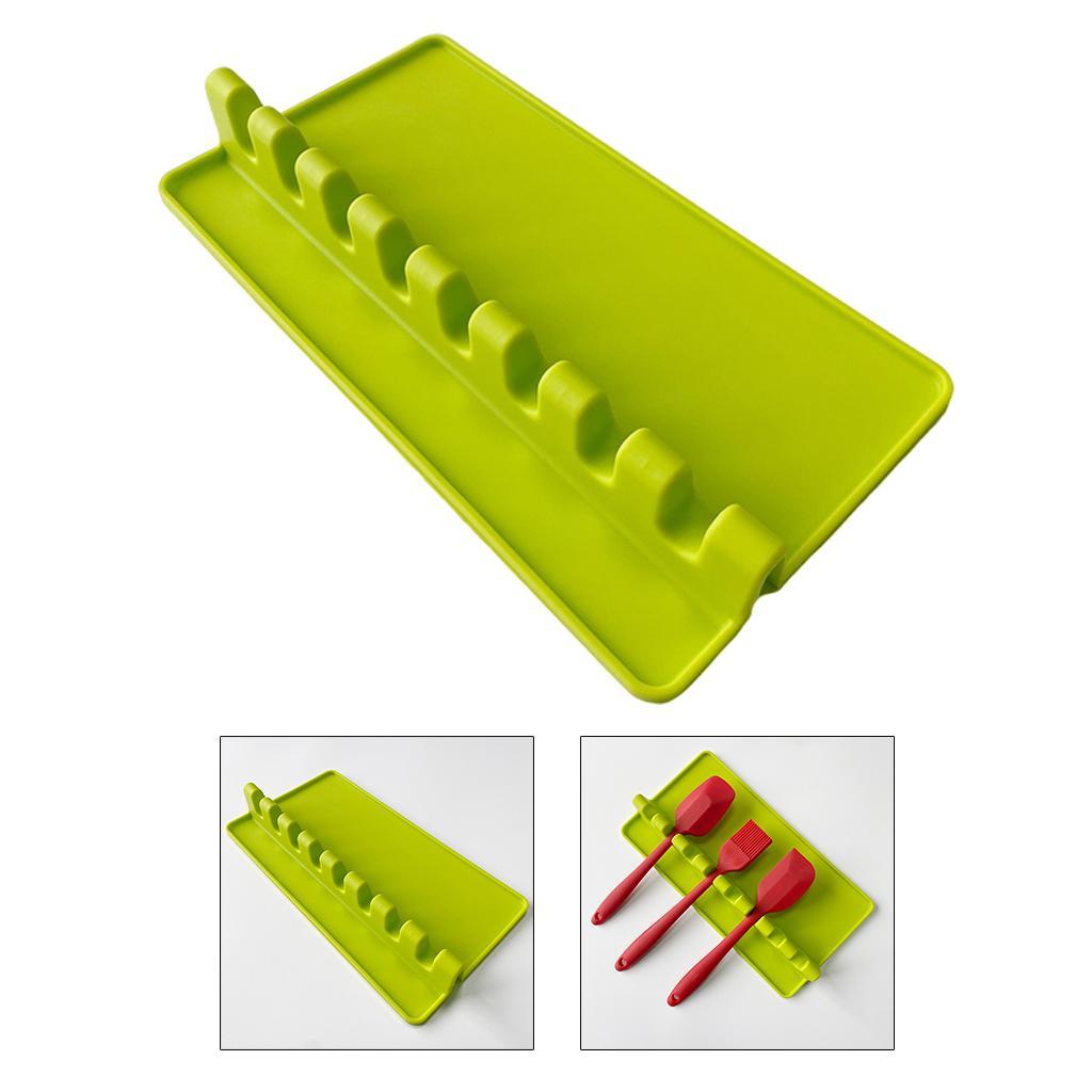 Silicone Spoon Rest Pad Heat Resistant Kitchen Spatula Utensil Rest