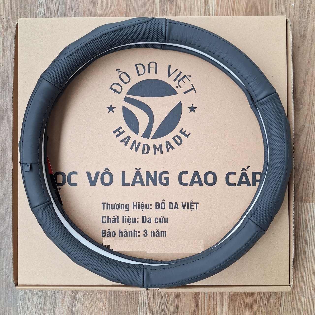 BỌC VÔ LĂNG Ô TÔ BẰNG DA CỪU 100%, DẠNG TRÒN SIZE 38 - CHÍNH HÃNG ĐỒ DA VIỆT bảo hành 3 năm