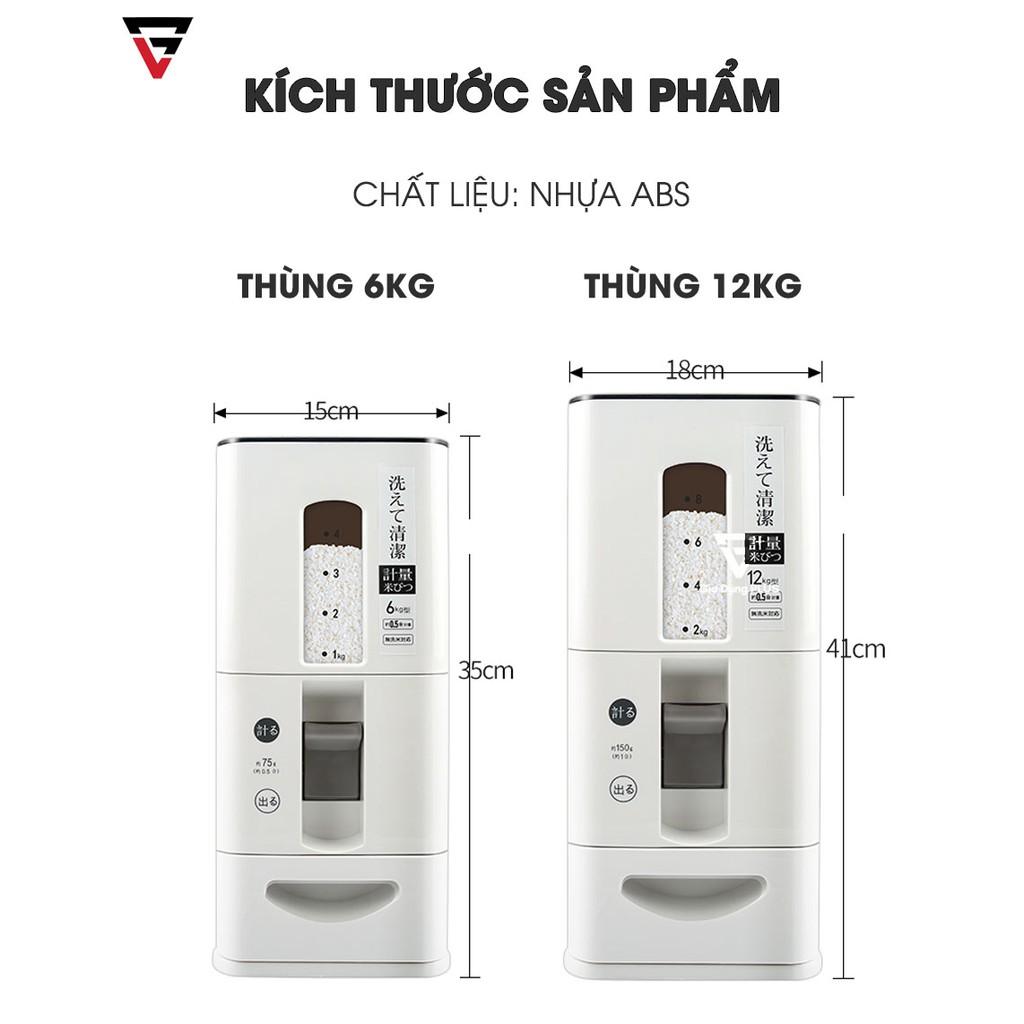 Thùng Đựng Gạo Thông Minh Xuất Nhật (6KG & 12KG) Nhựa ABS Cao Cấp | An Toàn / Tiện Lợi / Dễ Sử Dụng