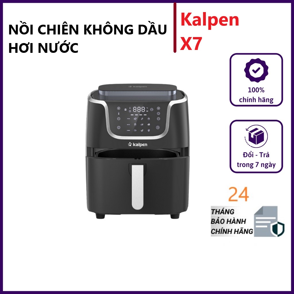 Nồi Chiên Không Dầu Hơi Nước Kalpen X7 Cảm Ứng 7 Lít 9 Chức Năng Tự Làm Sạch - Hàng chính hãng