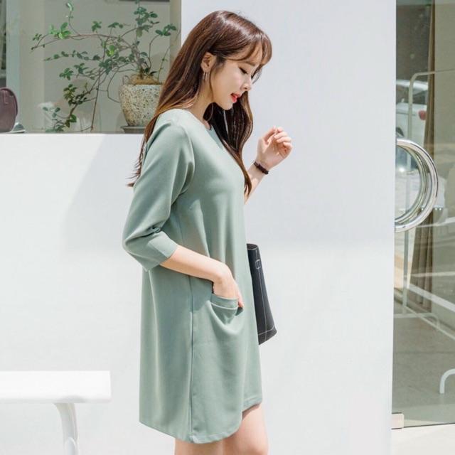 Đầm Suông Ngắn Xanh Mint Freesize