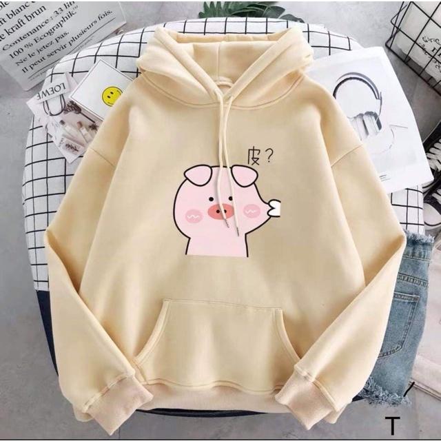 ÁO KHOÁC HOODIE NỈ UNISEX IN LỢN BẸO MÁ BB HOODIE DS1