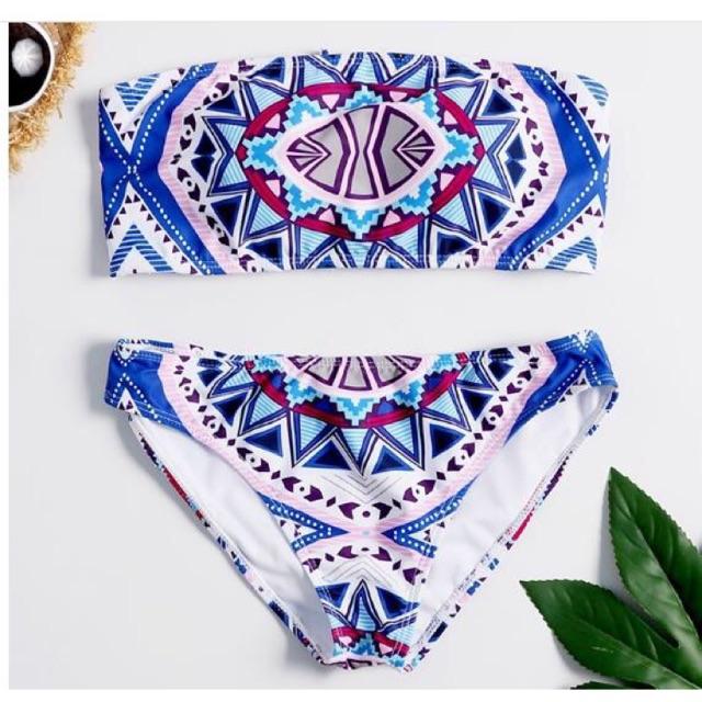 Bikini 2 mảnh xanh thổ cẩm