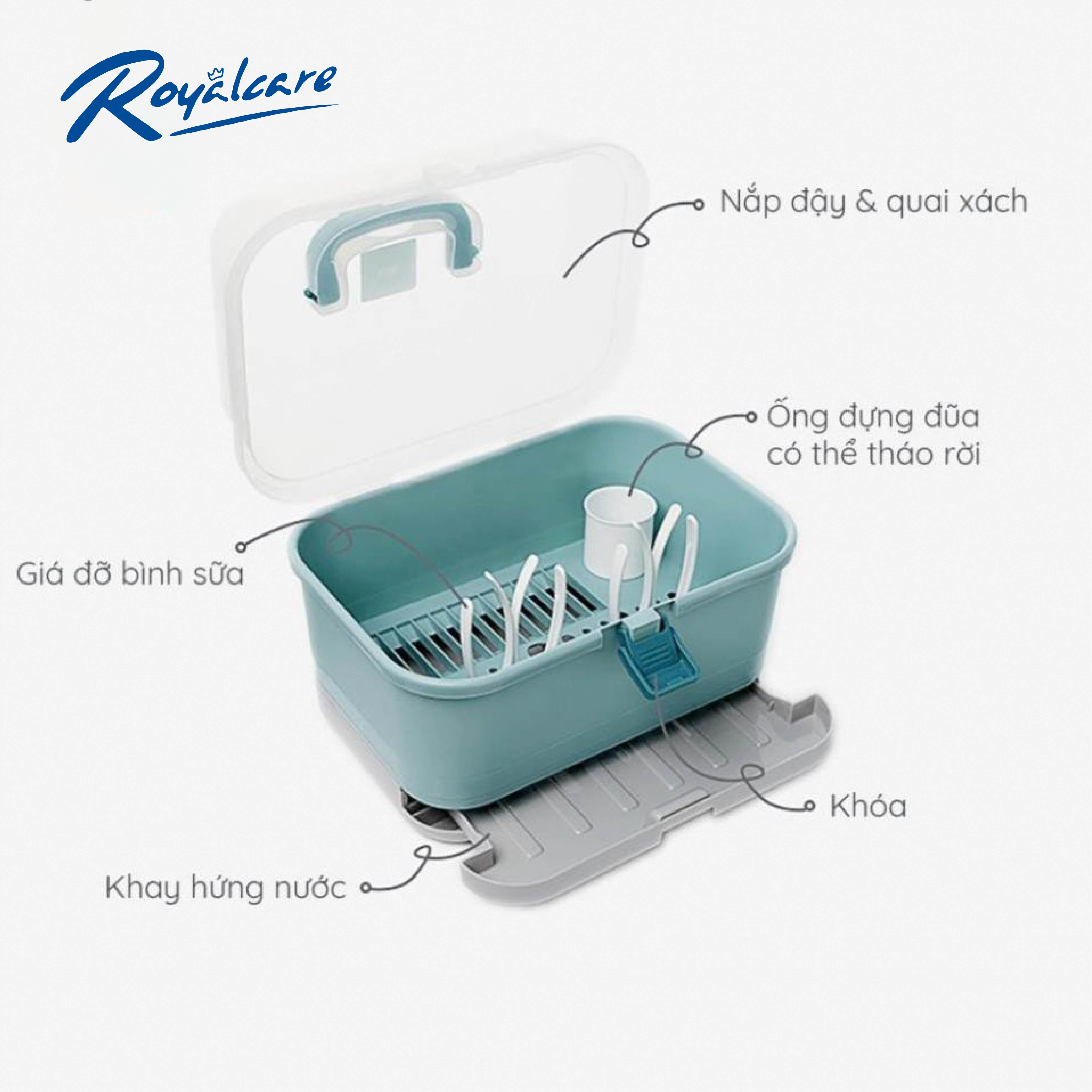 Hộp phơi úp bình sữa có nắp đậy và khay hứng nước - Royalcare 8853