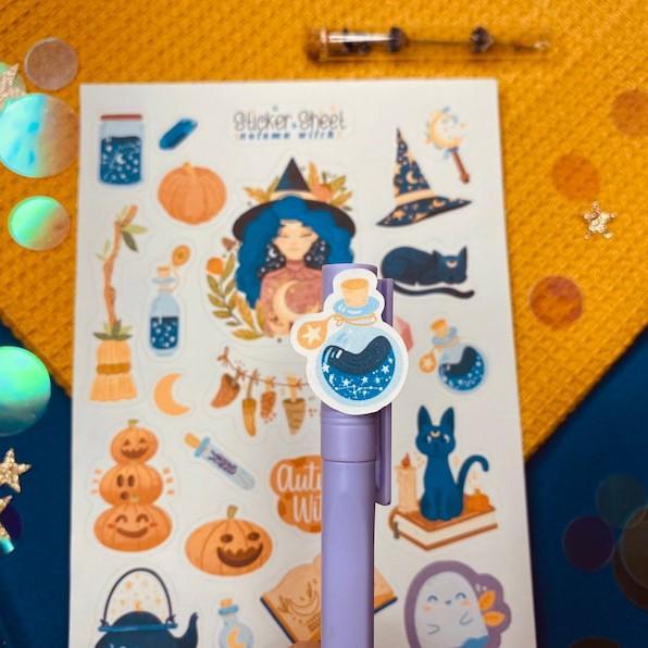 Sticker sheet autumn witch - chuyên dán, trang trí sổ nhật kí, sổ tay | Bullet journal sticker - unim056