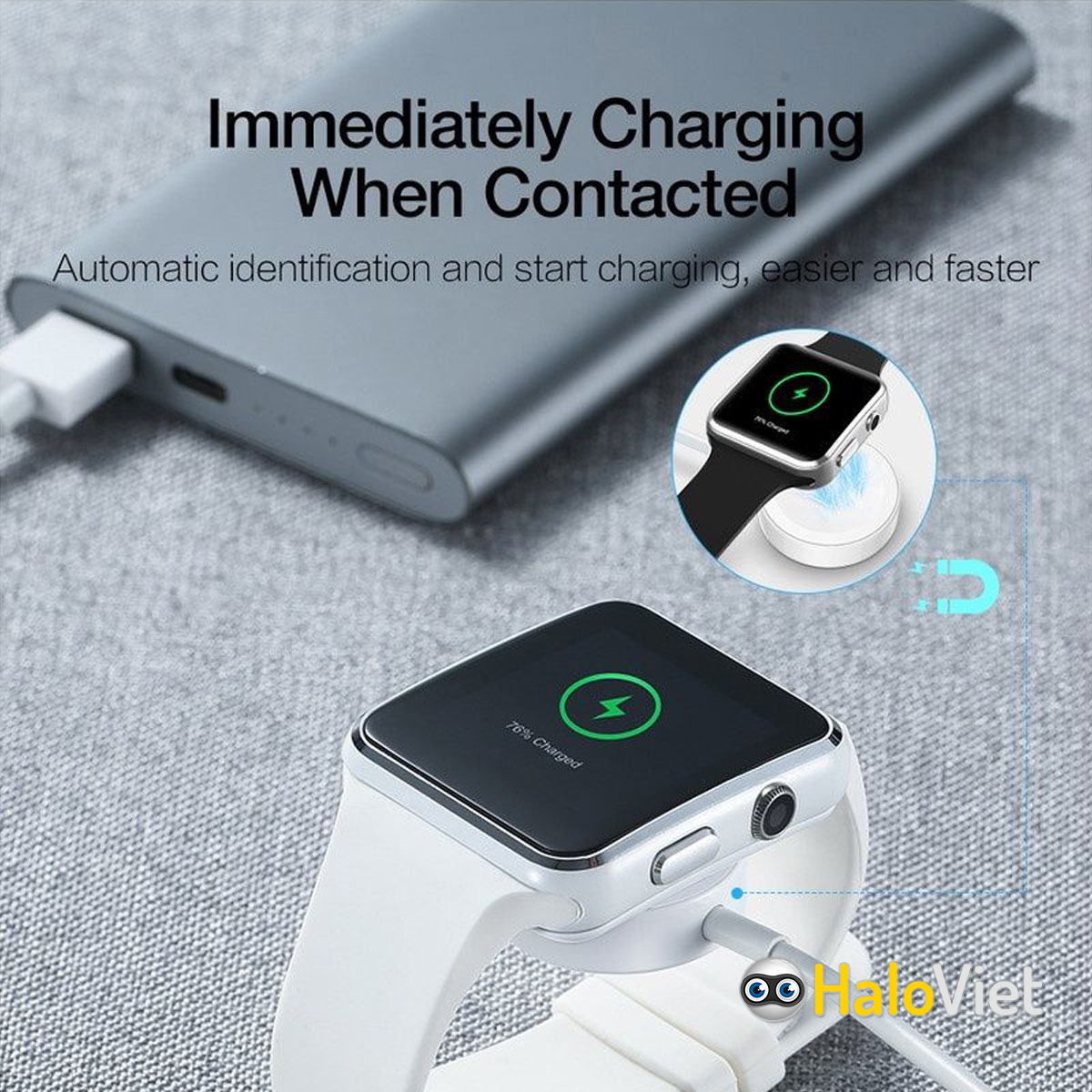 Dây cáp sạc nhanh cho Apple Watch Magnetic chất liệu đế kim loại cao cấp - Hỗ trợ series 1 2 3 4 5 6 7 8 9, SE, Ultra, SE / Ultra 2