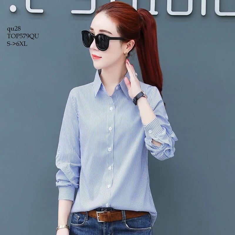 TOP471 ÁO SƠ MI SỌC KẺ DÀI TAY CÔNG SỞ