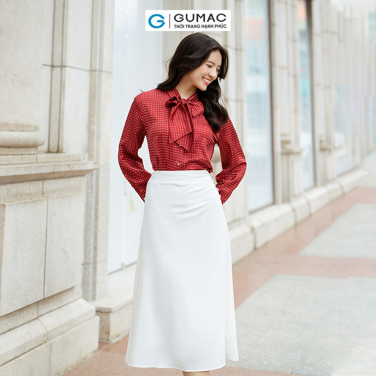 Chân váy A nhún sườn thời thượng sang trọng thời trang GUMAC VD06034