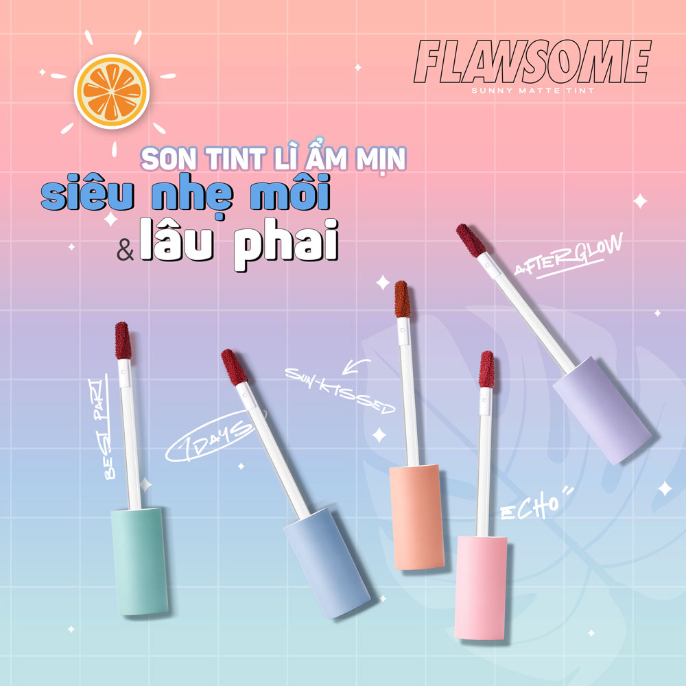 Son tint lì dạng thỏi Flawsome Sunny Matte Tint (3g) Đỏ Nâu