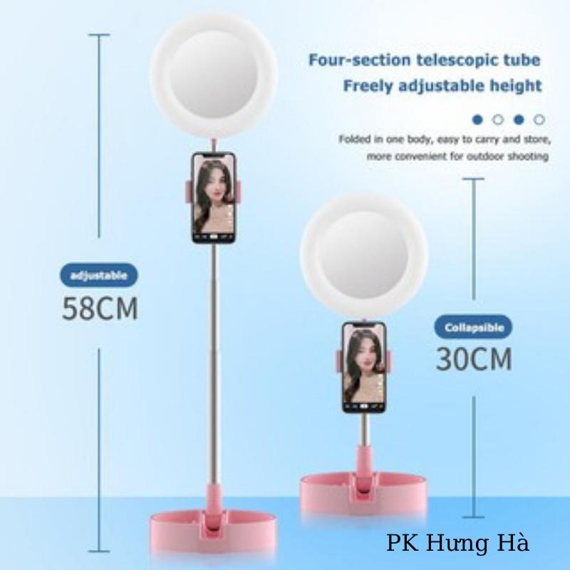 Đèn Livestream 16cm tích hợp gương trang điểm kèm giá đỡ điện thoại gấp gọn tiện lợi đa năng