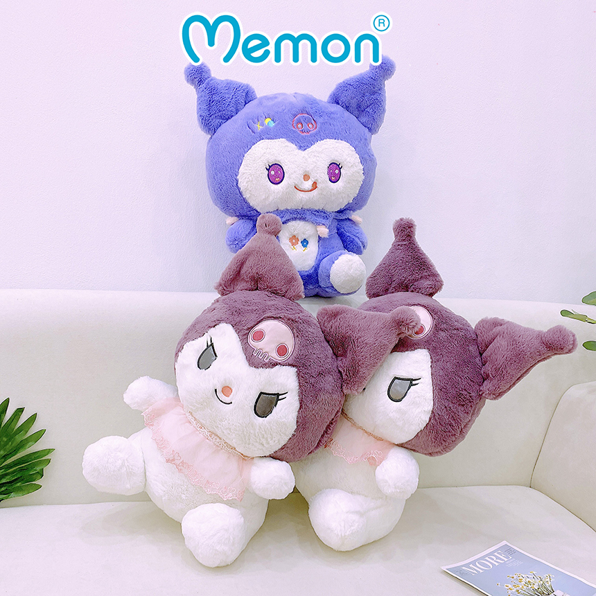 Gấu Bông Kuromi Thêu Hoa 55cm Cao Cấp Memon