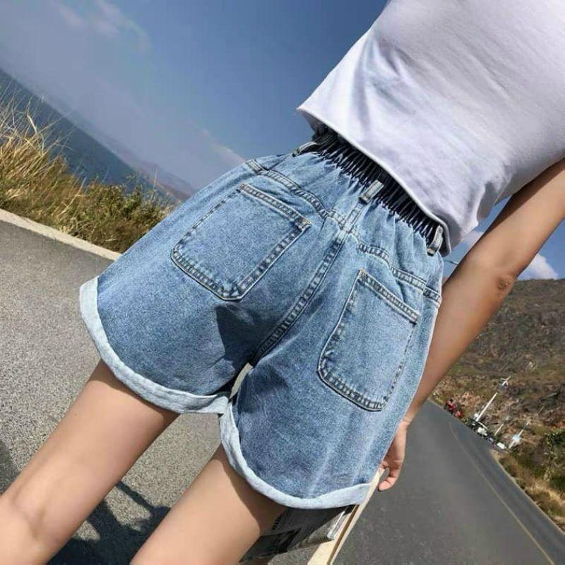 Quần short jean nữ lưng thun