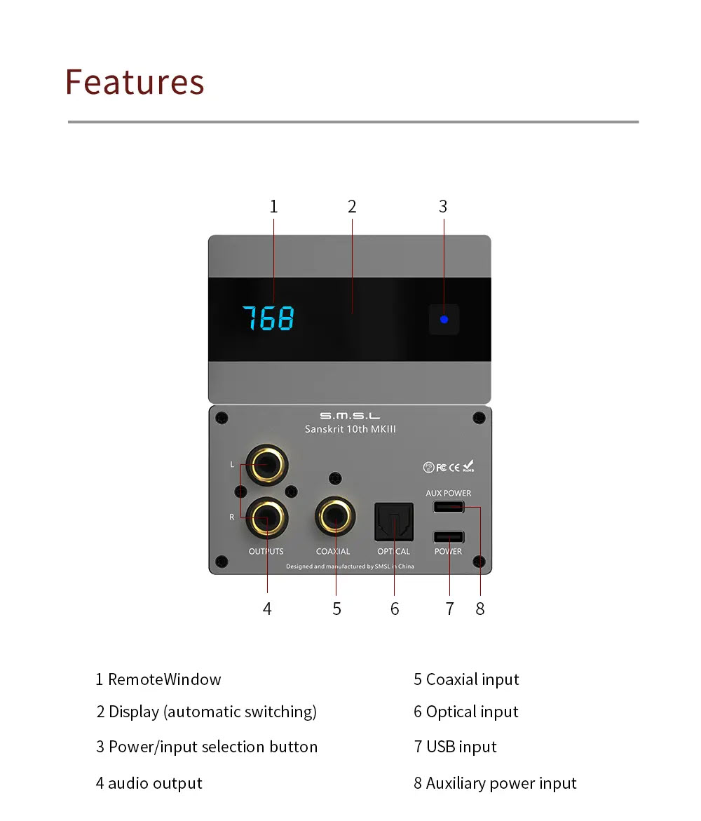 Bộ Giải Mã Âm Thanh SMSL SK10 MKIII Decoder SK10 MK3 AK4493S DAC XU316 Hỗ Trợ 768kHz/32Bit DSD512 Kèm ĐIều Khiển - Hàng Chính Hãng