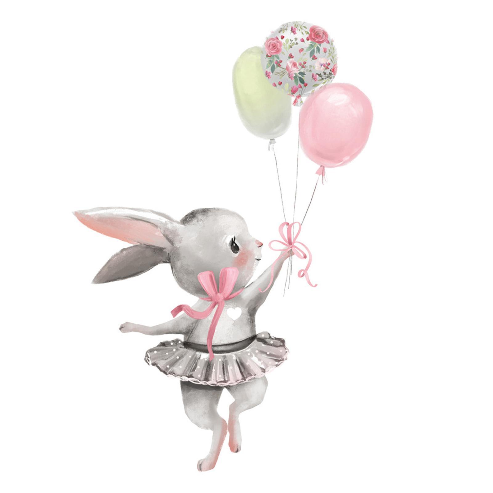Bunny Ballet Rabbit Wall Stickers for Kids Room Nursery Wall Decal Wallpaper