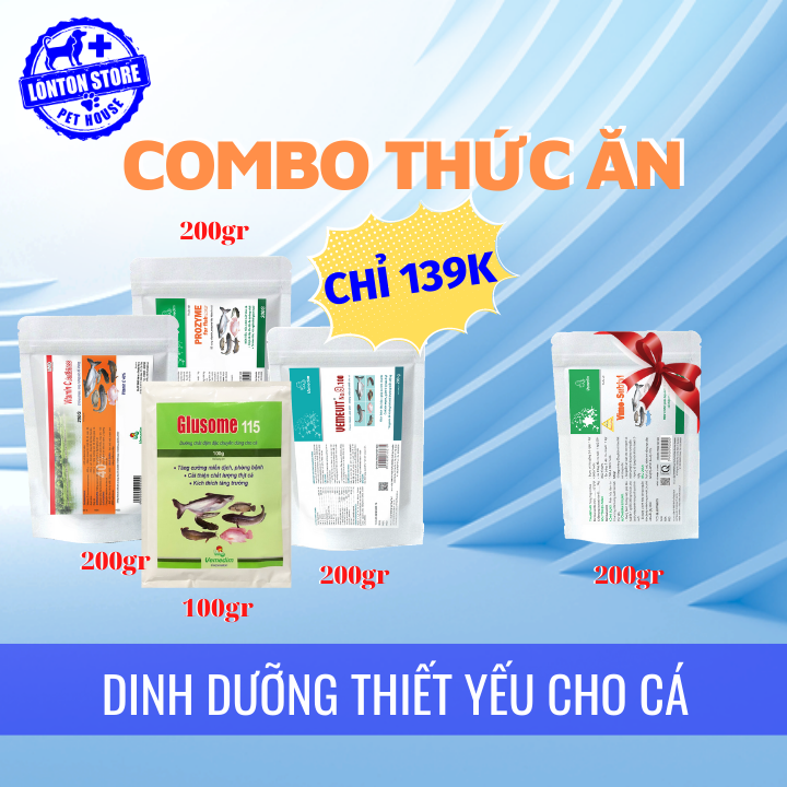 Combo thức ăn bổ sung vitamin và khoáng chất toàn diện cho cá, lươn, ốc,