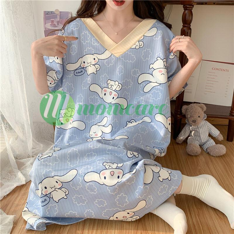 Váy ngủ bầu đẹp - Đầm mặc nhà Bigsize thời trang mùa hè thu cho bầu, béo sau sinh giá rẻ Freesize