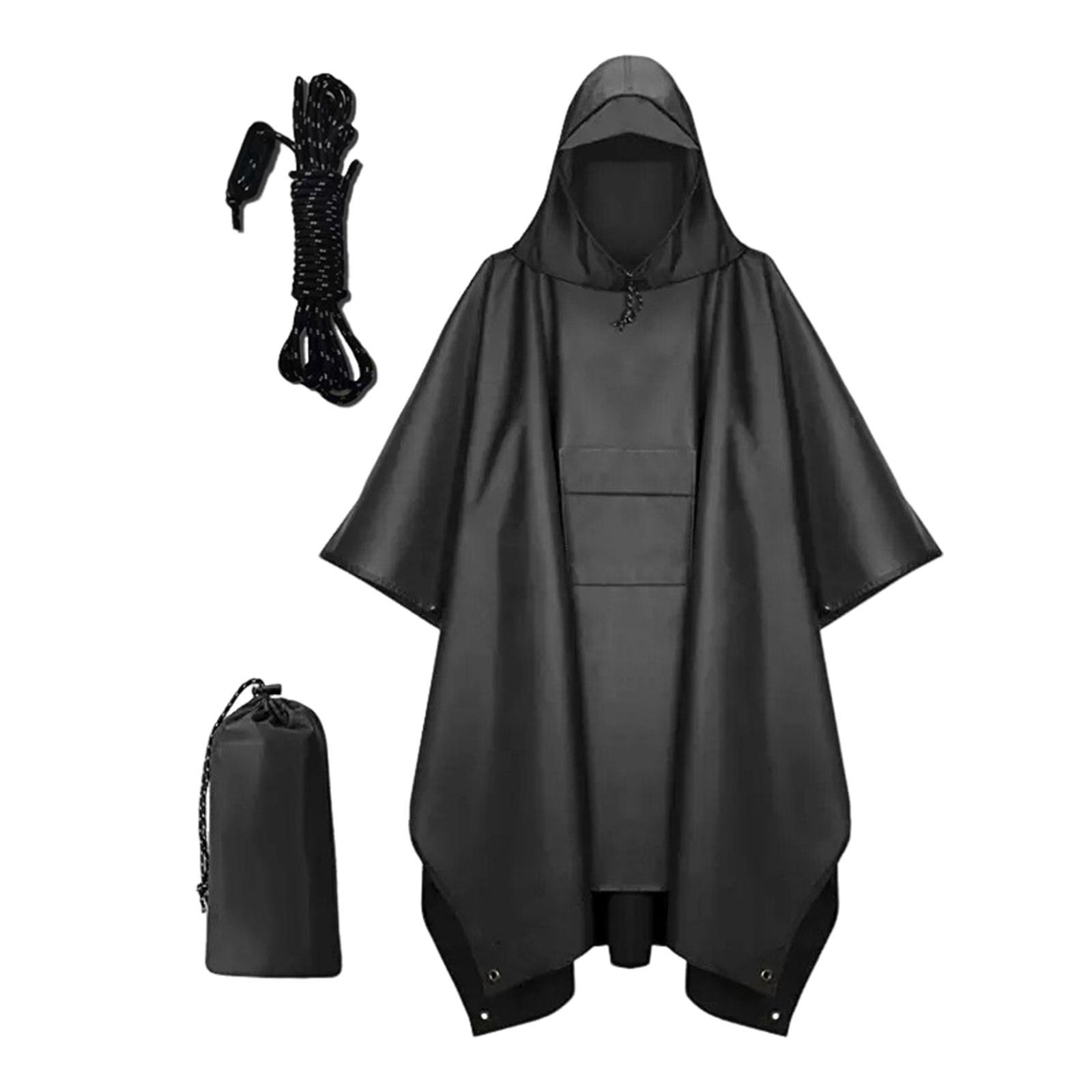 Hooded Rain Poncho Portable Rain Cape Water Resistant Rainwear for Men Women