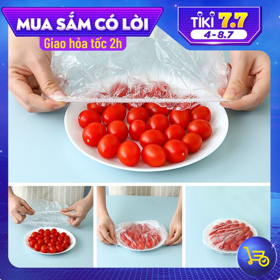 Combo 100 Túi Màng Bọc Thực Phẩm, Thức Ăn Co Giãn Có Thể Điều Chỉnh- Hàng Chính Hãng