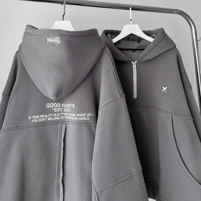 Áo Hoodie Dài Tay Form Lửng Rộng Unisex Vải Nỉ Bông Chữ In Exit 2 Màu , , Áo KHOÁC Hoodie Nam Nữ From Rộng Unisex In Nổi Chất Liệu Vải Nỉ Bông Cao Cấp Dày Dặn Mềm Mịn